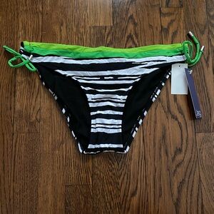 JAG Side String Tie Bikini Bottoms Large Swimsuit Zebra/Green Swim